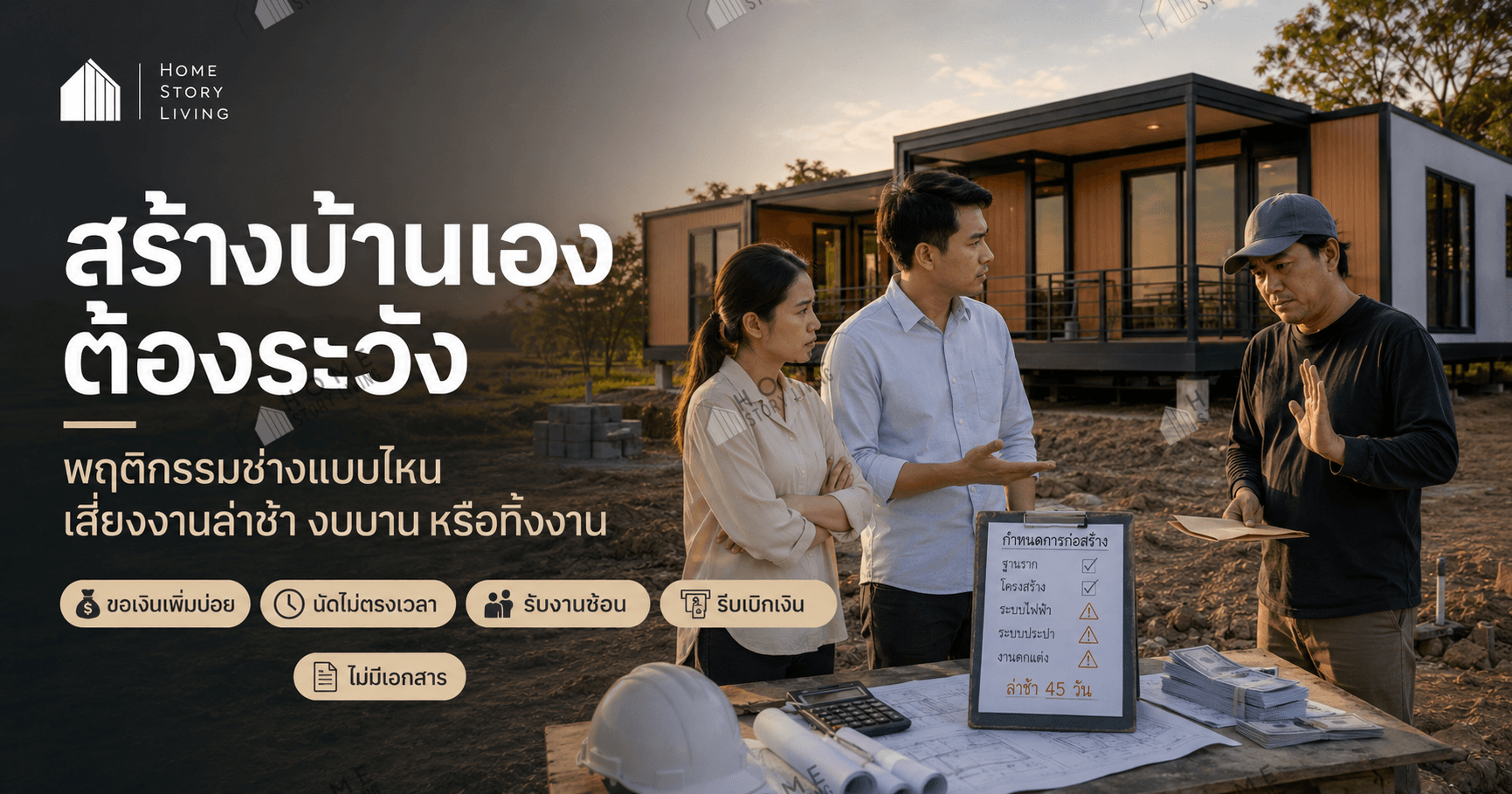 ภาพประกอบเช็กลิสต์เจ้าของบ้านสำหรับตรวจพฤติกรรมช่างก่อนสร้างบ้าน