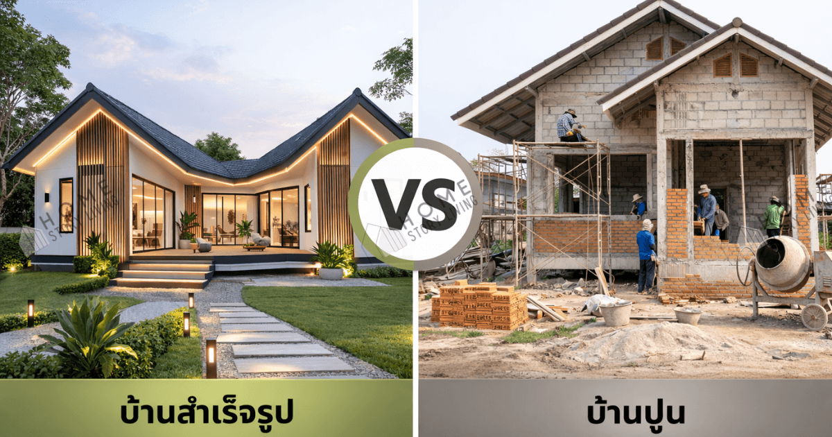 เปรียบเทียบบ้านสำเร็จรูป Modular House กับบ้านปูนแบบดั้งเดิม แสดงข้อดีข้อเสียของทั้งสองแบบ