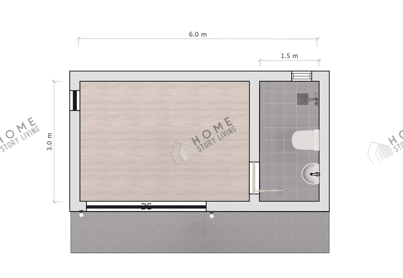 แปลนบ้าน Bloc 01 ขนาด 6 × 3 เมตร