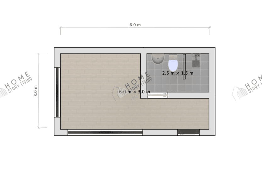 แปลนบ้าน Bloc 03 ขนาด 6 × 3 เมตร