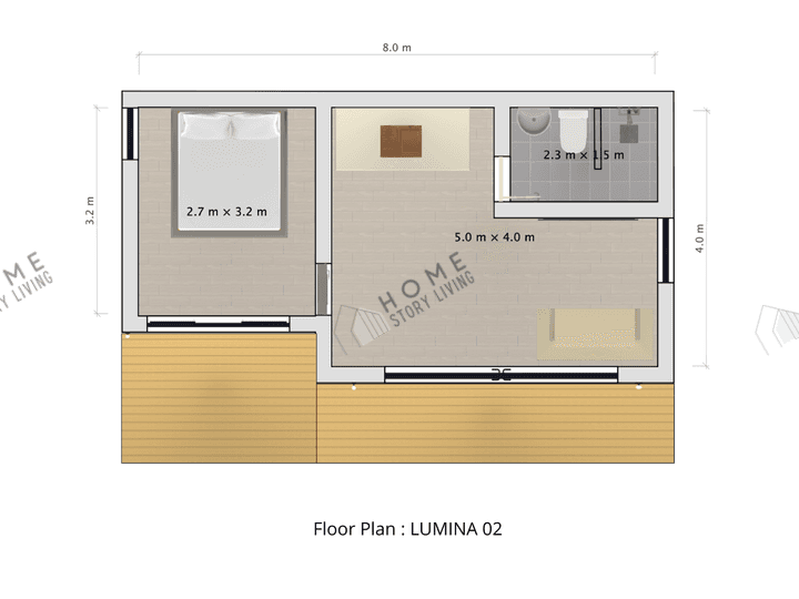 แปลนบ้าน Modern 01 ขนาด 8 × 4 เมตร