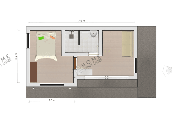 แปลนบ้าน Modern 04 ขนาด 7 × 3.5 เมตร