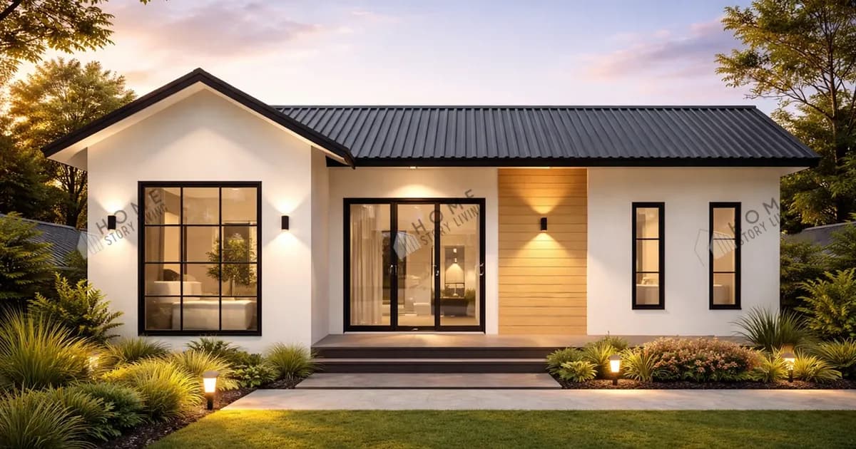Exterior view of the Modern L 01 prefab home, 33 sqm