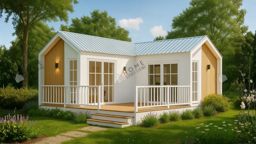 Exterior view of the Nordic 02 prefab home, 36 sqm