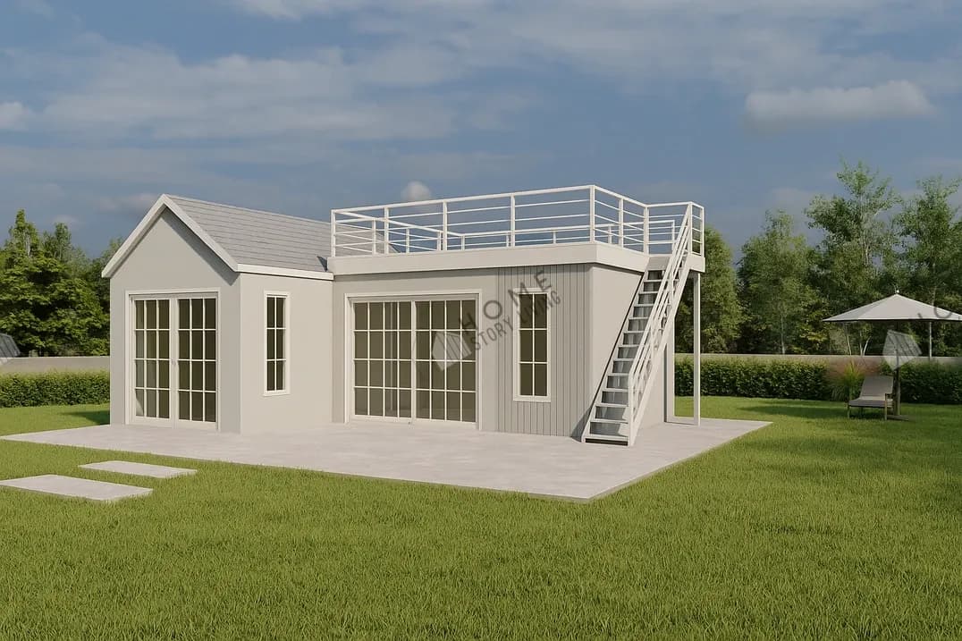 Exterior view of the Nordic 03 prefab home, 36 sqm