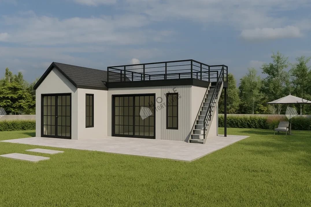 Exterior view of the Nordic 04 prefab home, 36 sqm